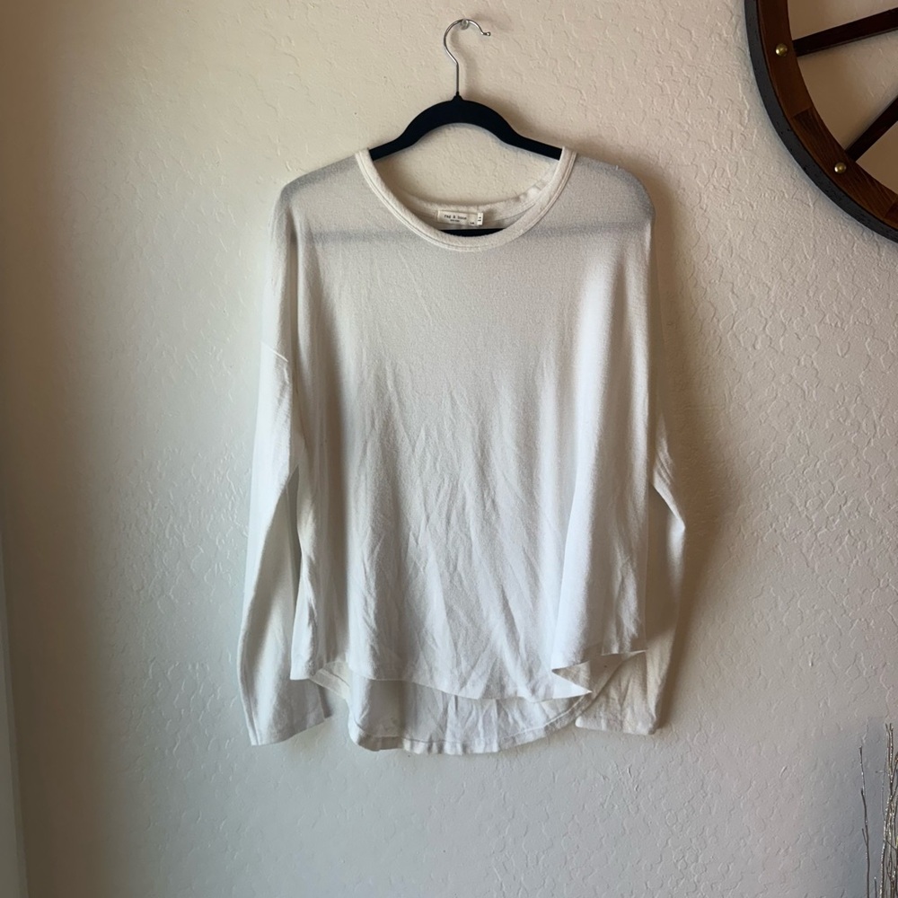 Rag & Bone White Long Sleeve Relaxed Tee